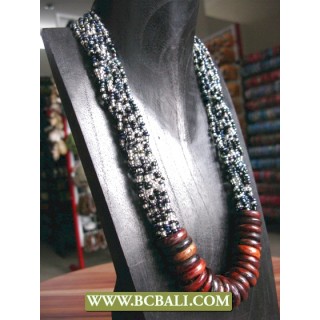 Fashion Necklace mix Beading with Wooden Rings